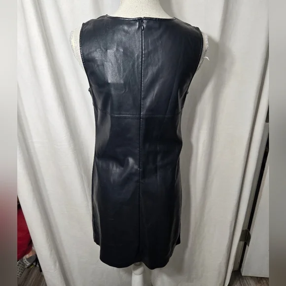 5/48 Sleeveless Faux Leather Mini Dress Black Sz Small NWT - Picture 3 of 9